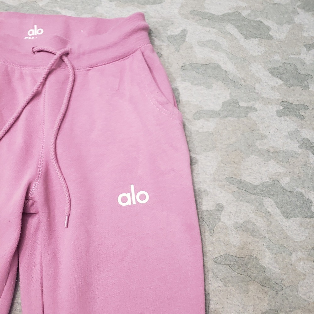 Alo Jogger Pants Womens Small Pink Fleece Drawstring Gym Fitness Running - Picture 3 of 12